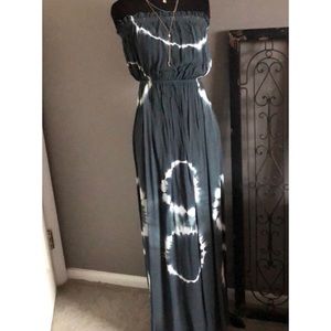 Tie Dye Strapless Maxi Dress